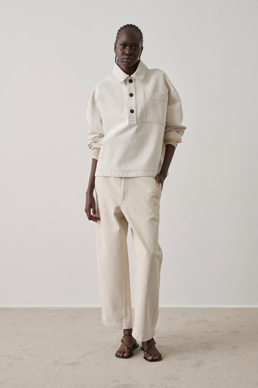 Pantalon Clovis - Blanc Grès - Coton - Femme