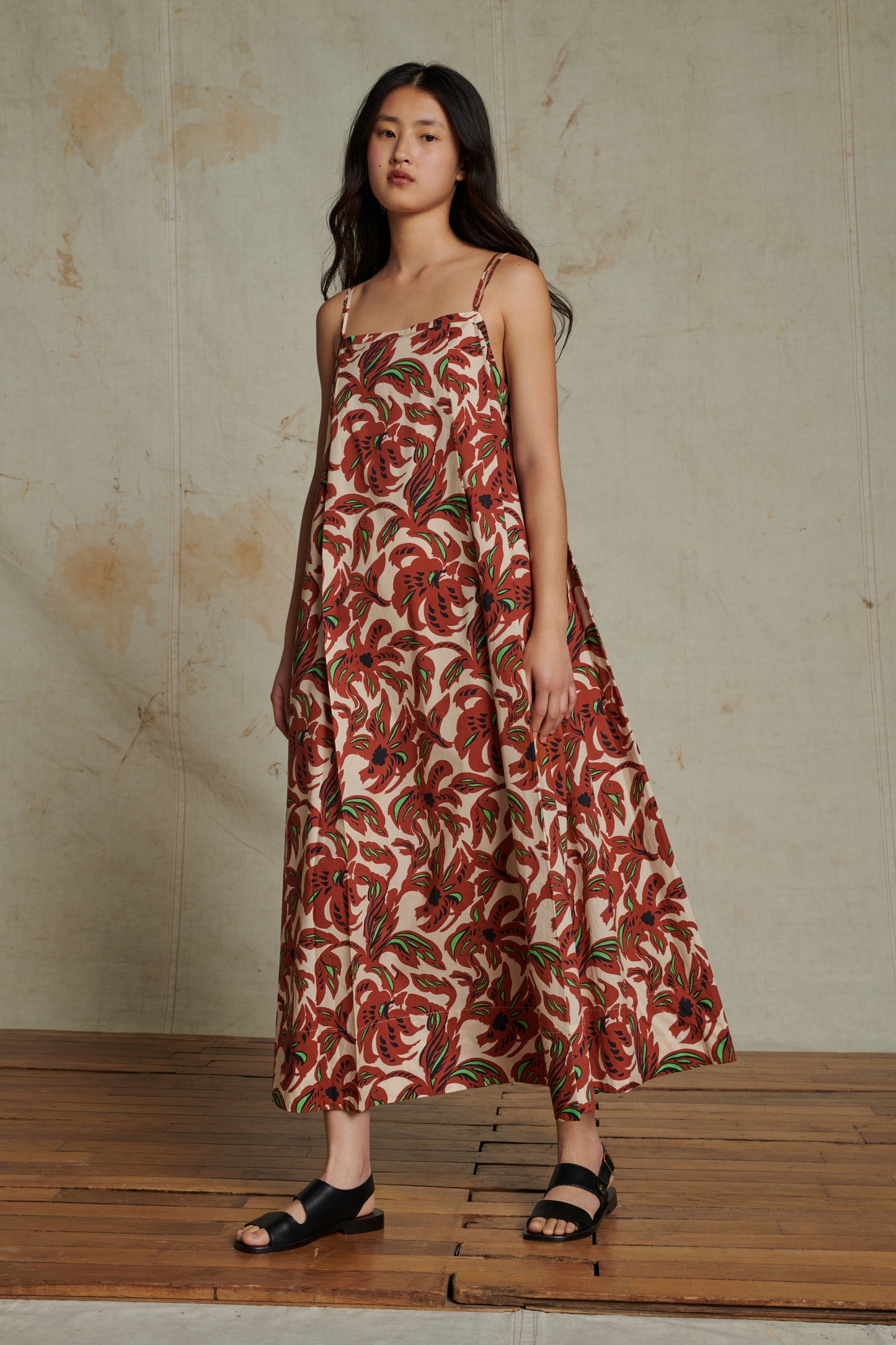 Robe Avignon - Terre Battue/Vert - Coton - Femme